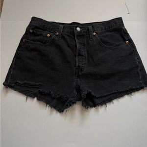 Levi's Black Frayed Hem Cutoff Denim Shorts